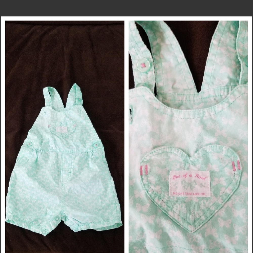 Mint and white girl overall shorts